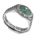 Rolex Datejust II 41mm Stainless Steel Green Index Dial 18K White Gold Fluted Bezel 126334-Da Vinci Fine Jewelry