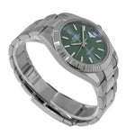 Rolex Datejust II 41mm Stainless Steel Green Index Dial 18K White Gold Fluted Bezel 126334-Da Vinci Fine Jewelry