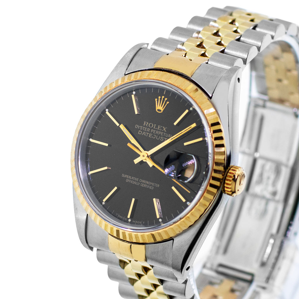 Rolex Datejust 36mm Yellow Gold & Steel Black Index Dial and