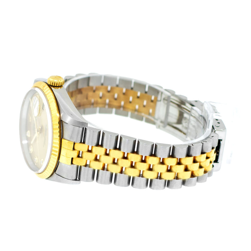 Rolex Datejust 36mm Yellow Gold Steel Champagne Diamond Dial Fluted Bezel 16233-Da Vinci Fine Jewelry