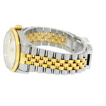 Rolex Datejust 36mm Yellow Gold Steel Silver Diamond Dial Fluted Bezel 16233-Da Vinci Fine Jewelry