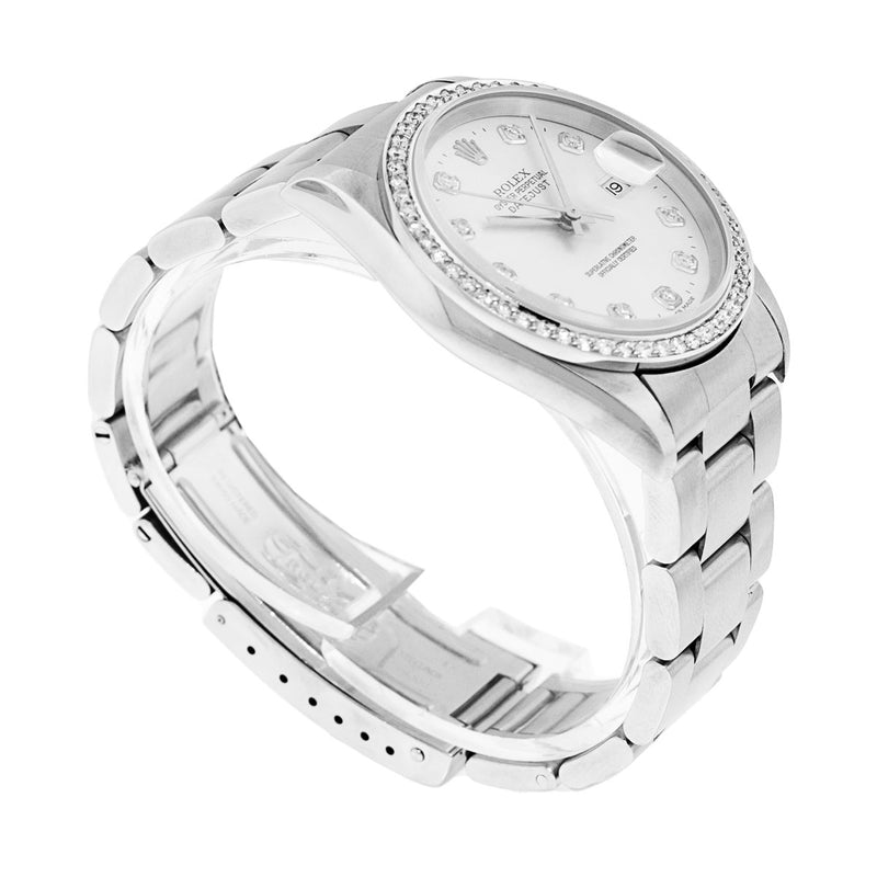 Rolex Datejust 36mm Stainless Steel Silver Diamond Dial & Bezel 16234-Da Vinci Fine Jewelry