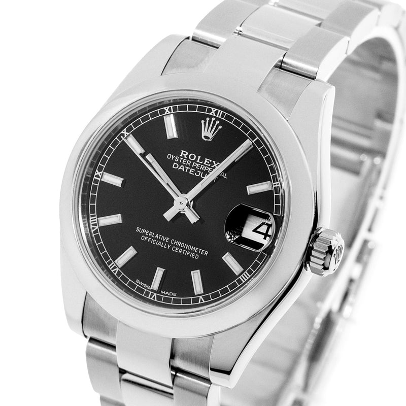 Rolex Lady-Datejust 31mm Stainless Steel Black Index Dial & Smooth Bezel 178240-Da Vinci Fine Jewelry