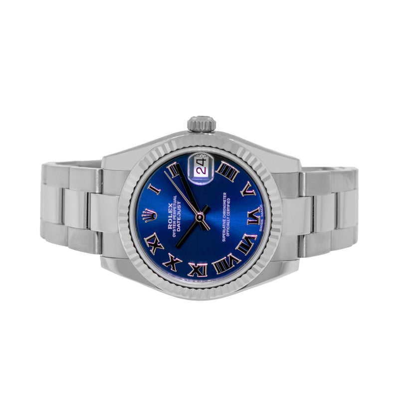 Rolex Datejust 31mm Stainless Steel Blue Roman Dial & Fluted Bezel 178240-Da Vinci Fine Jewelry