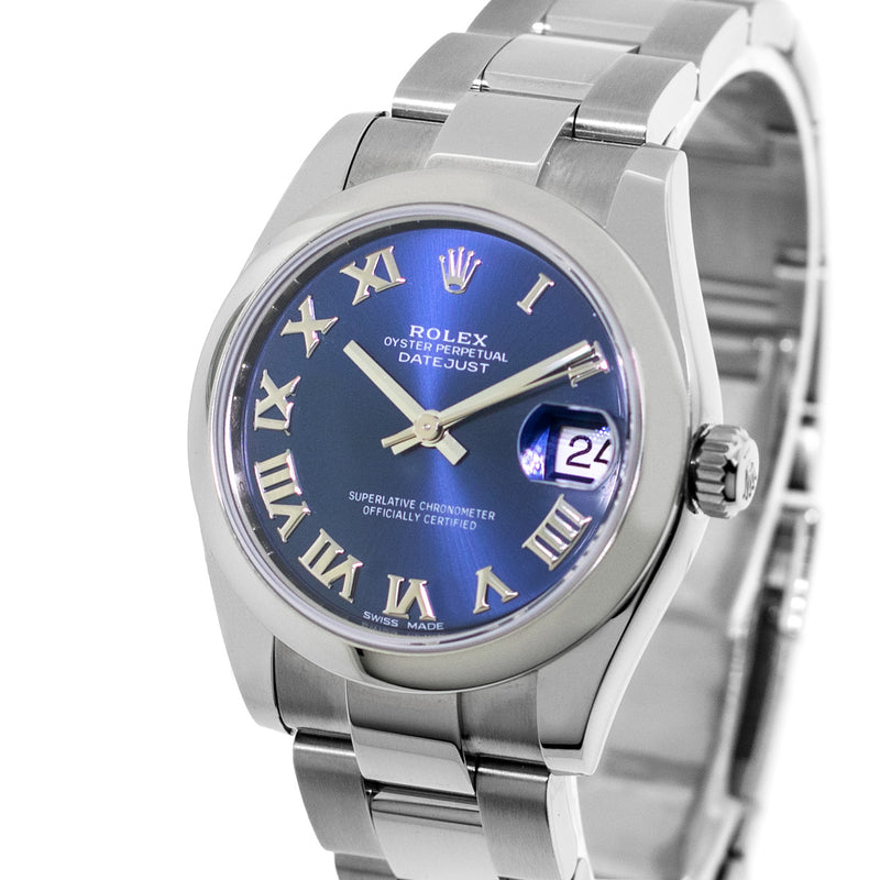 Rolex Lady-Datejust 31mm Stainless Steel Blue Roman Dial & Smooth Bezel 178240-Da Vinci Fine Jewelry