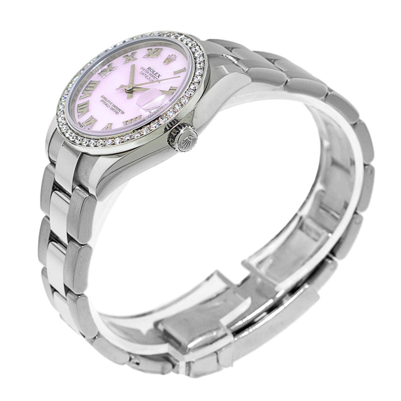 Rolex Lady-Datejust 31mm Stainless Steel Pink Roman Dial & Diamond Bezel 178240-Da Vinci Fine Jewelry