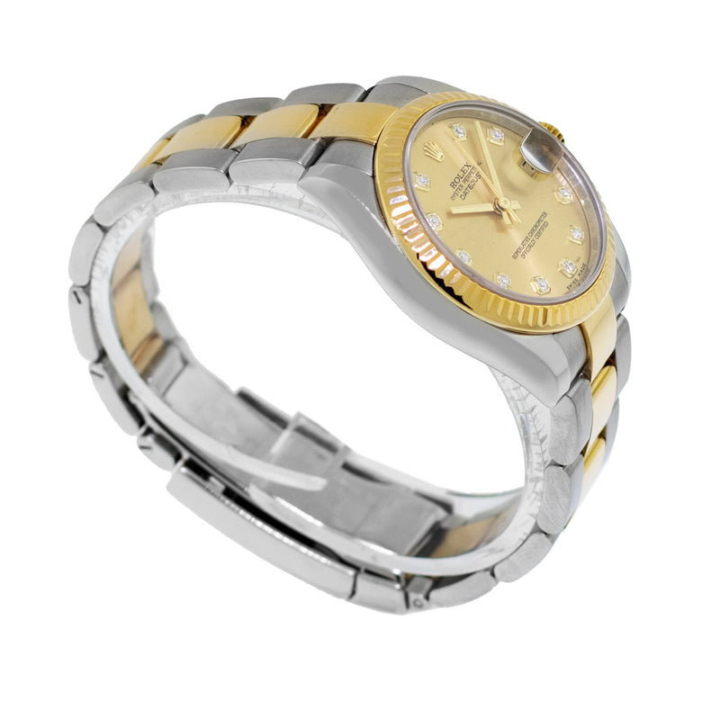 Rolex Datejust 31mm Yellow Gold & Steel Champagne Diamond Dial & Fluted Bezel 178273-Da Vinci Fine Jewelry