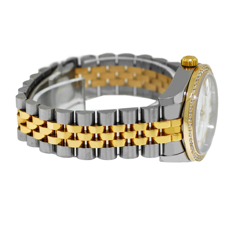 Rolex Lady-Datejust 31mm Yellow Gold & Steel White Roman Dial & Diamond Bezel 178273-Da Vinci Fine Jewelry
