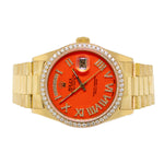 Rolex Day-Date 36mm Yellow Gold Orange Roman Diamond Dial & Bezel 18238-Da Vinci Fine Jewelry