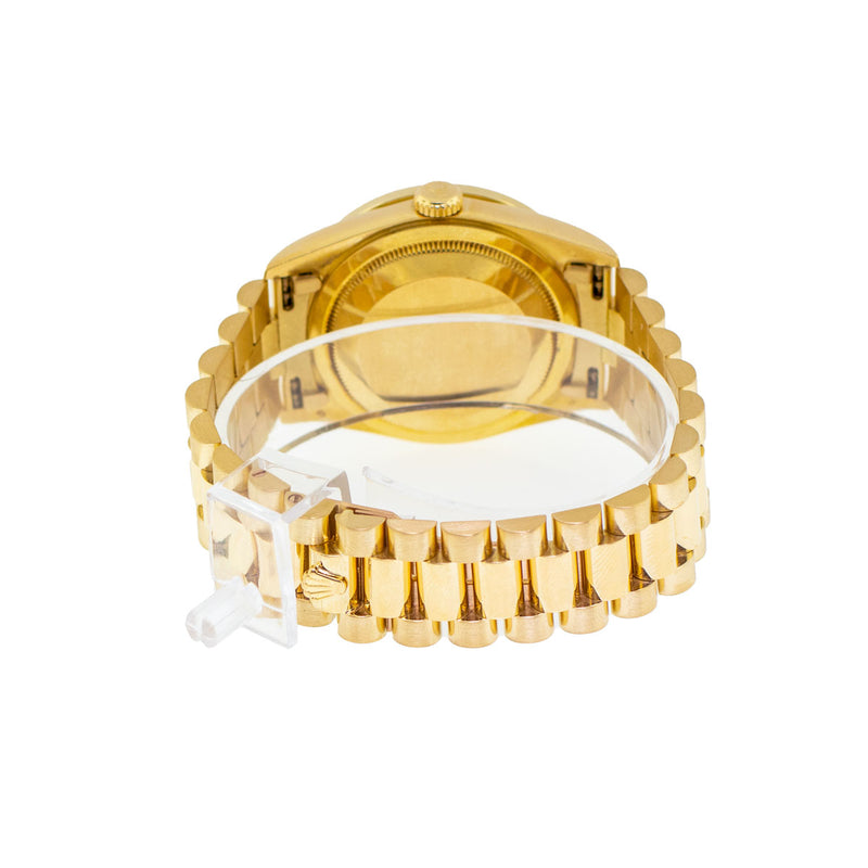 Rolex Day-Date 36mm Yellow Gold Diamond Paved Ruby Dial & Bezel 18238-Da Vinci Fine Jewelry