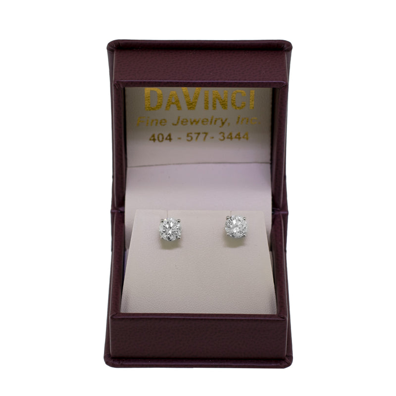 Diamond Stud Earrings - 14K White Gold - 2.40ct-Da Vinci Fine Jewelry