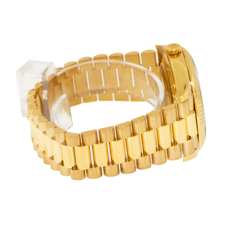 Rolex Day-Date 40mm Yellow Gold Black Diagonal Motif Index Dial & Fluted Bezel 228238-Da Vinci Fine Jewelry