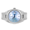 Rolex Day-Date 40mm Platinum Ice Blue Diamond Dial & Smooth Bezel 228206-Da Vinci Fine Jewelry
