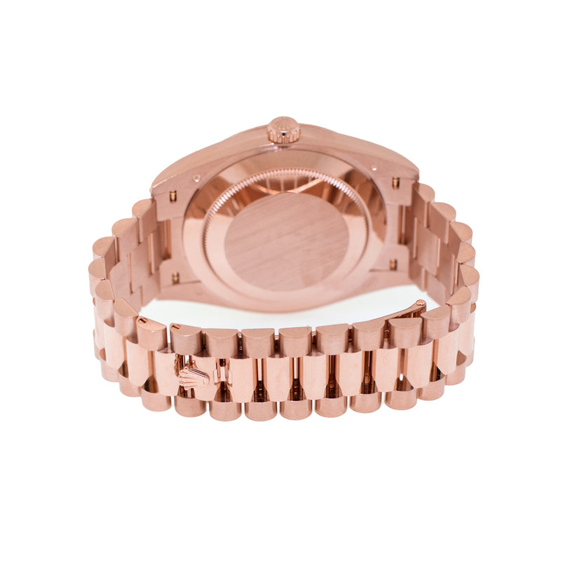 Rolex Day-Date 40mm Everose Gold White Roman Dial Fluted Bezel 228235-Da Vinci Fine Jewelry