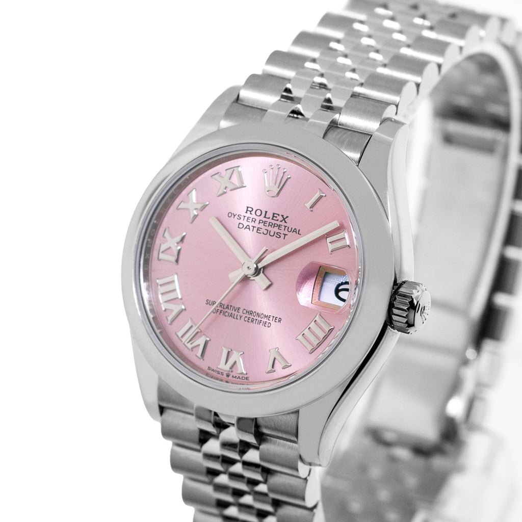 Roma Pink シルバー Rolex Lady-Datejust Pink Roman Dial Smooth Bezel Stainless for