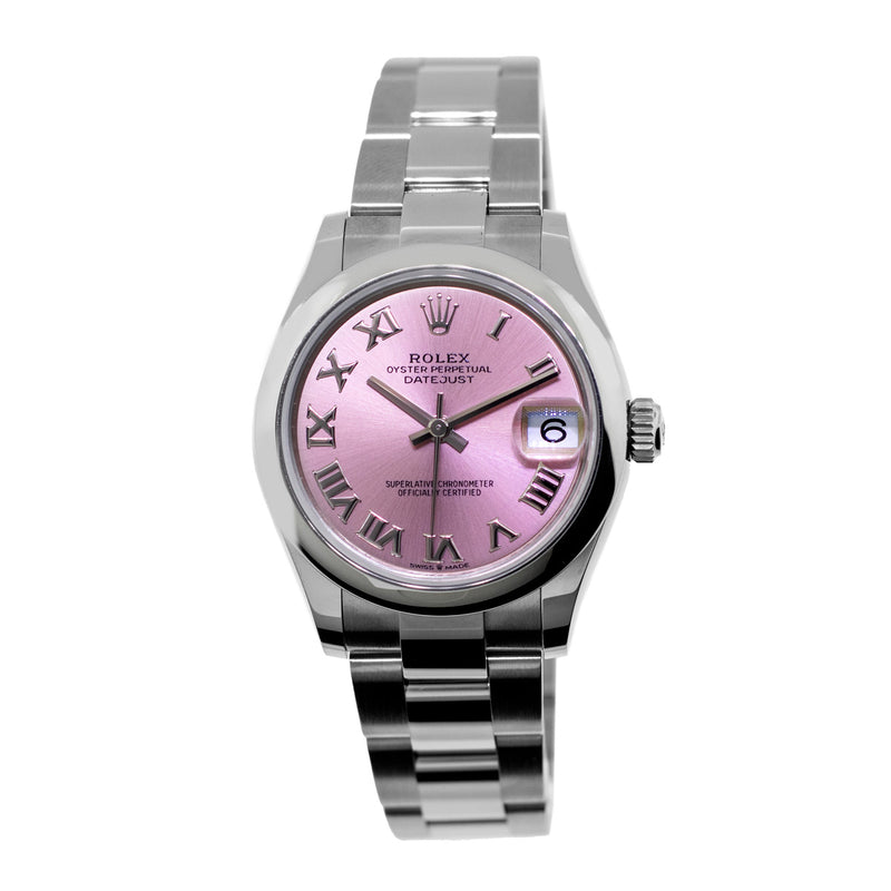 Rolex Datejust 31mm Stainless Steel Pink Roman Dial & Smooth Bezel 278240-Da Vinci Fine Jewelry