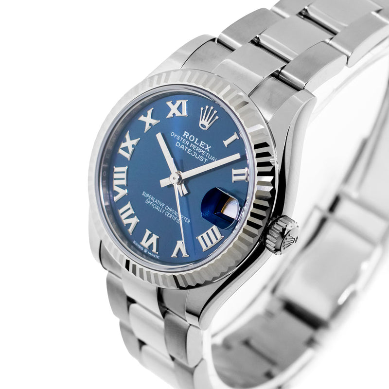 Rolex Datejust 31mm White Gold and Stainless Steel Blue Roman Dial Fluted Bezel 278274-Da Vinci Fine Jewelry