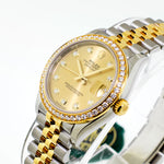 Rolex Lady-Datejust 31mm 18K Yellow Gold & Steel Champagne Diamond Dial & Diamond Bezel 278383RBR-Da Vinci Fine Jewelry