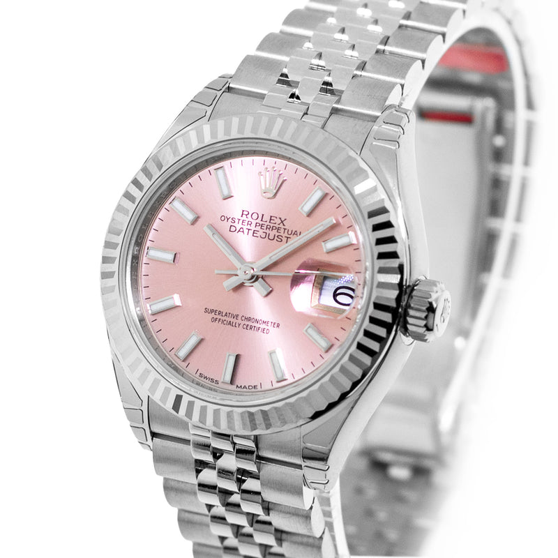 Rolex Datejust 28mm White Gold & Steel Pink Index Dial & Fluted Bezel 279174-Da Vinci Fine Jewelry