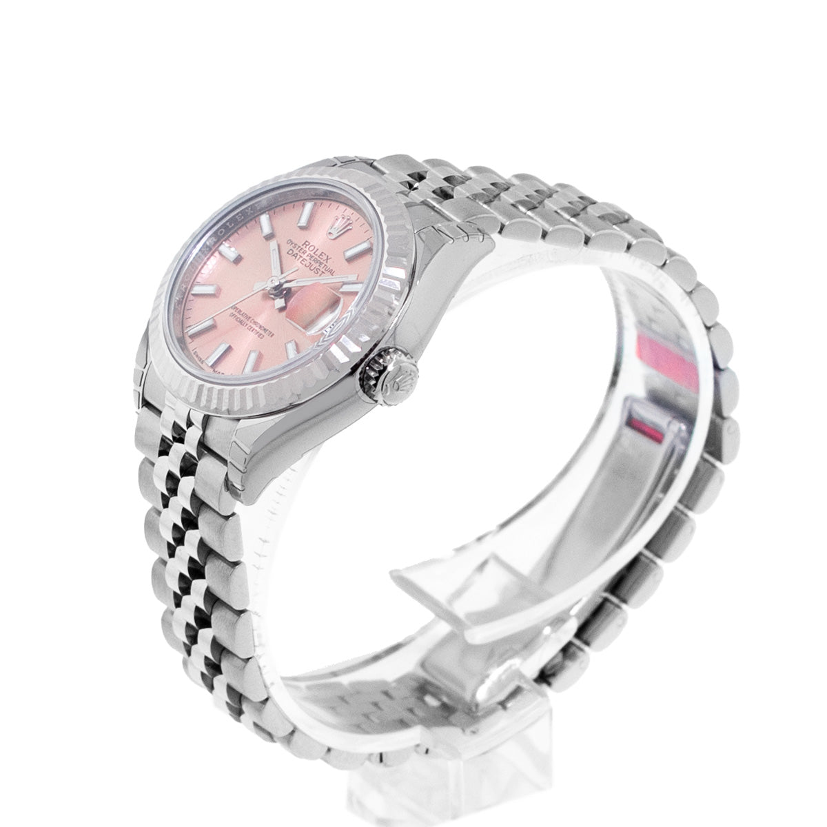Rolex Datejust 28mm White Gold & Steel Pink Index Dial & Fluted