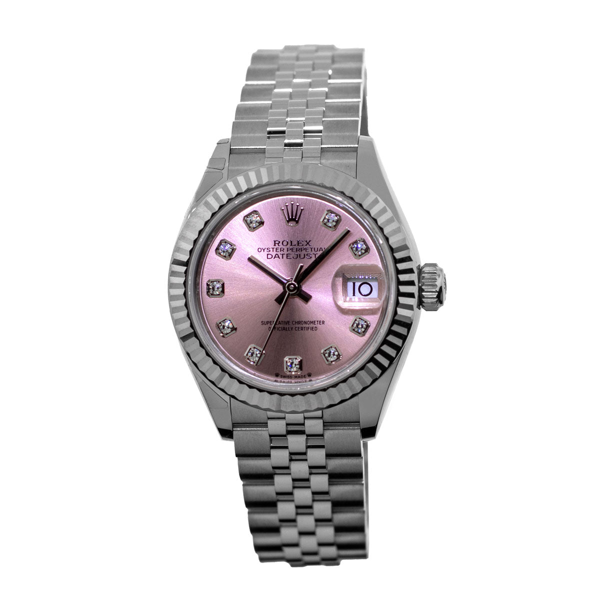 Rolex datejust pink diamond dial on sale