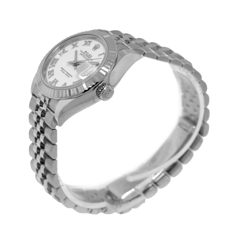 Rolex Datejust 28mm White Gold Steel White Roman Dial Fluted Bezel 279174-Da Vinci Fine Jewelry