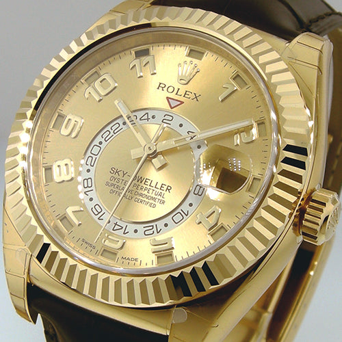 Rolex Sky-Dweller 42mm Yellow Gold Champagne Arabic Dial