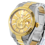 Rolex Sky-Dweller 42mm Yellow Gold & Stainless Steel Champagne Index Dial Fluted Bezel 326933-Da Vinci Fine Jewelry