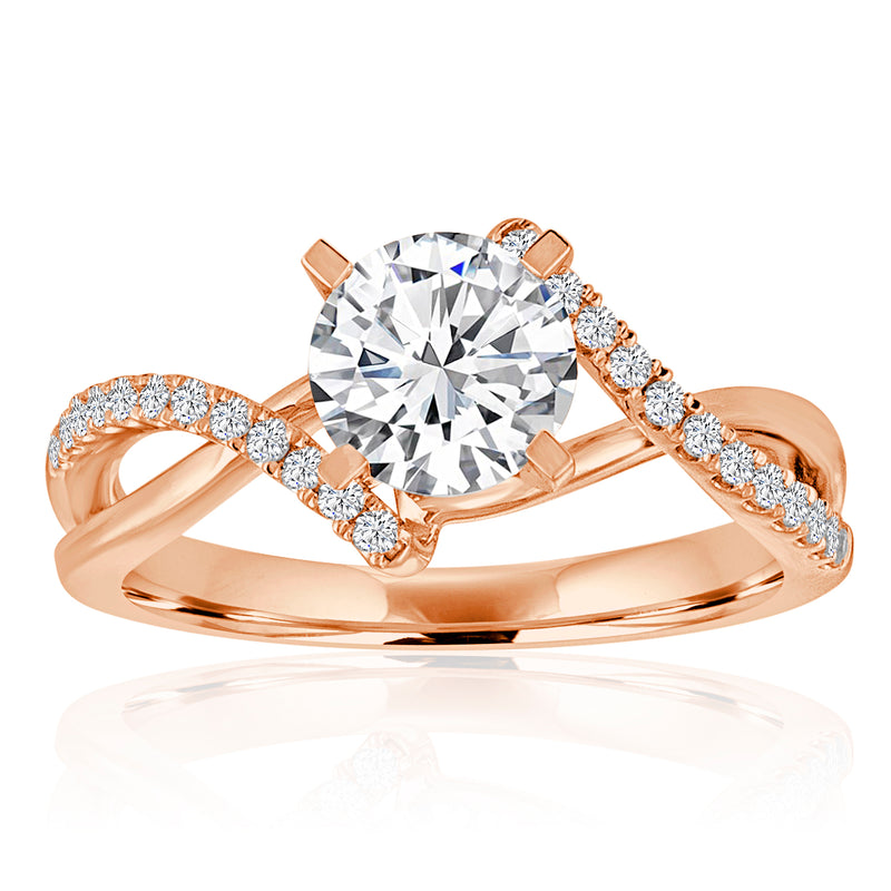 Round Diamond Pave Twist Engagement Ring-Da Vinci Fine Jewelry