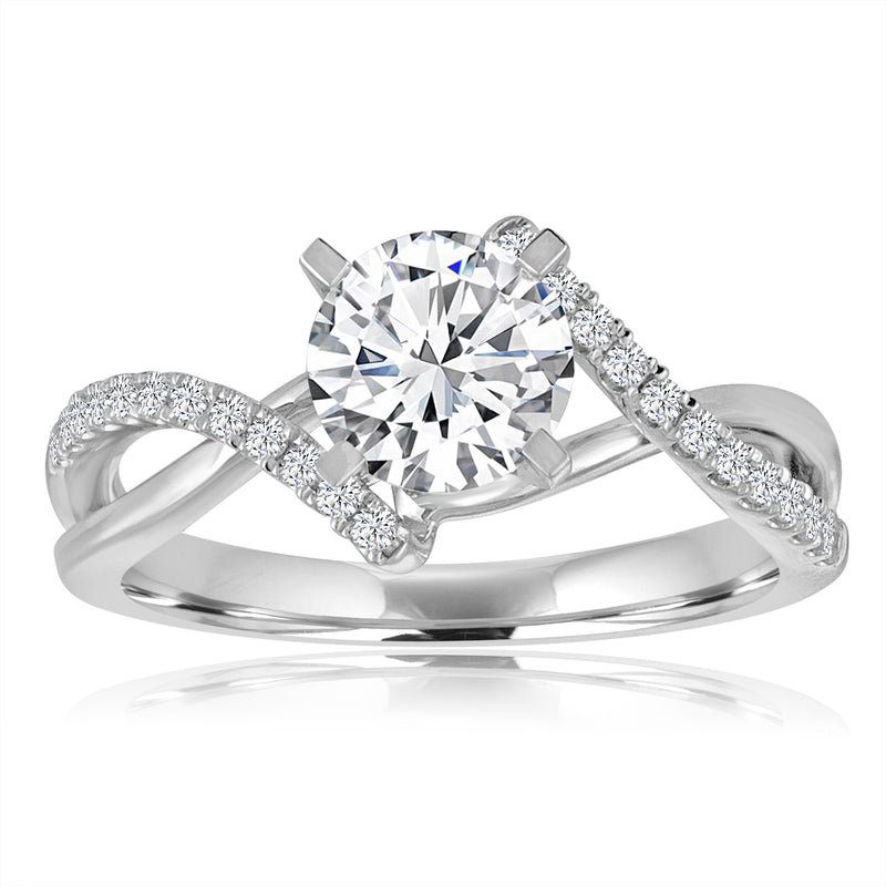 Round Diamond Pave Twist Engagement Ring-Da Vinci Fine Jewelry