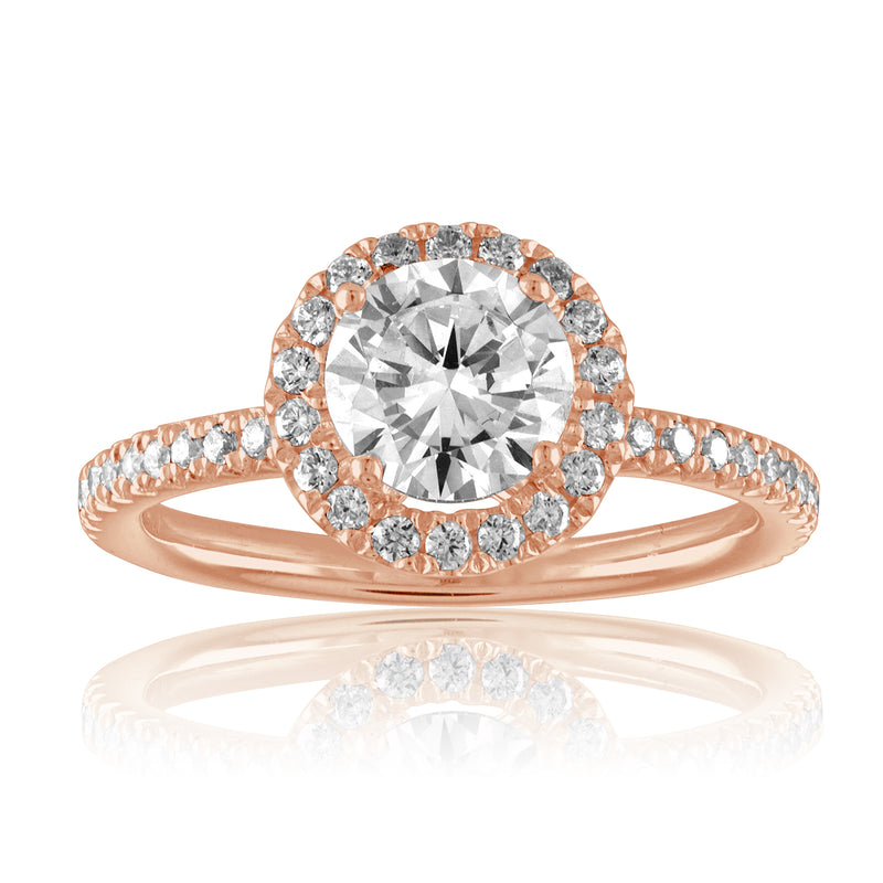 Round Swan Halo Engagement Ring-Da Vinci Fine Jewelry