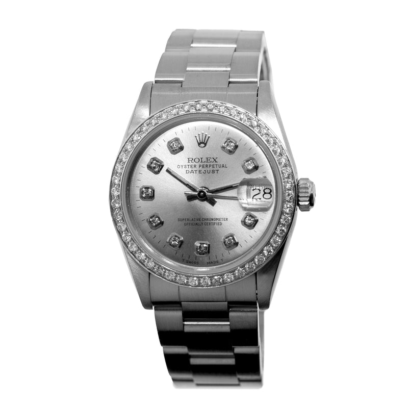 Rolex Lady-Datejust 31mm Stainless Steel Silver Diamond Dial & Diamond Bezel 68240-Da Vinci Fine Jewelry