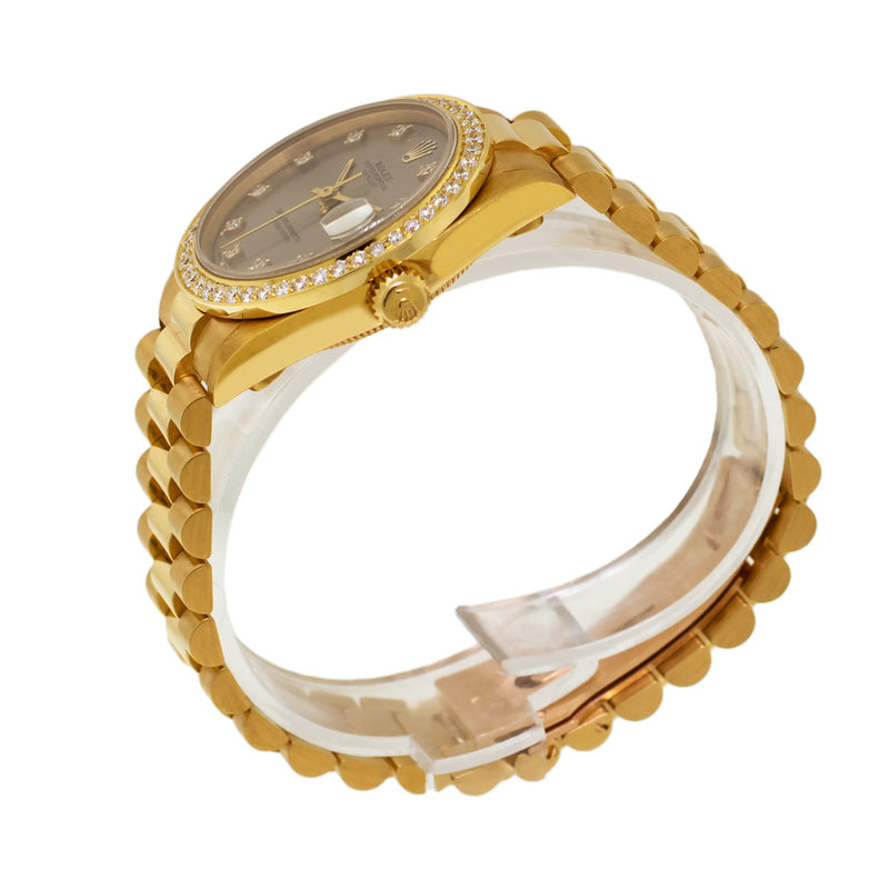 Rolex Lady-Datejust 31mm Yellow Gold Rhodium Diamond Dial & Bezel 68278-Da Vinci Fine Jewelry