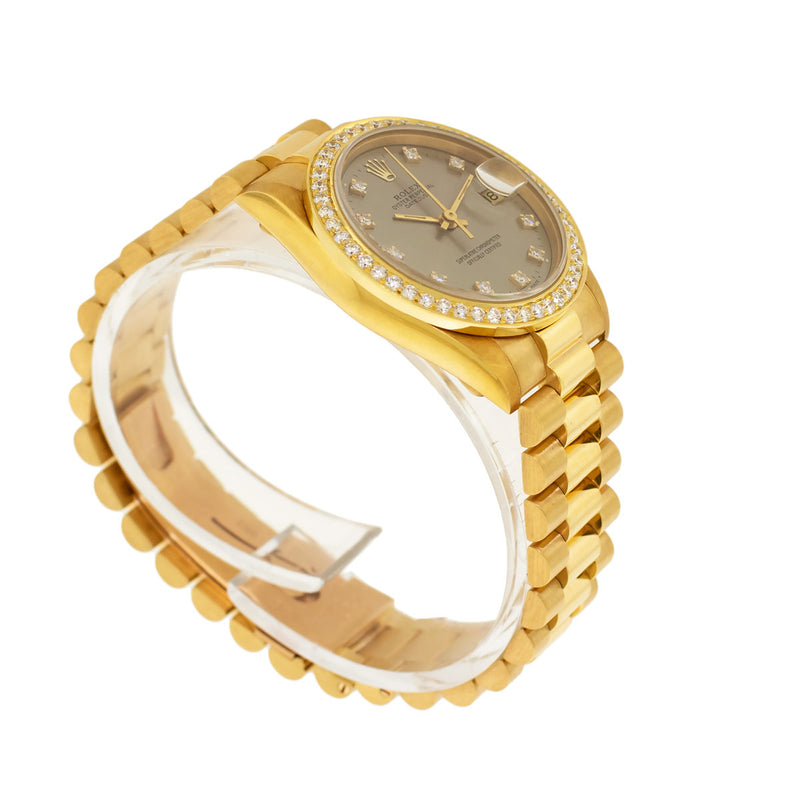 Rolex Lady-Datejust 31mm Yellow Gold Rhodium Diamond Dial & Bezel 68278-Da Vinci Fine Jewelry