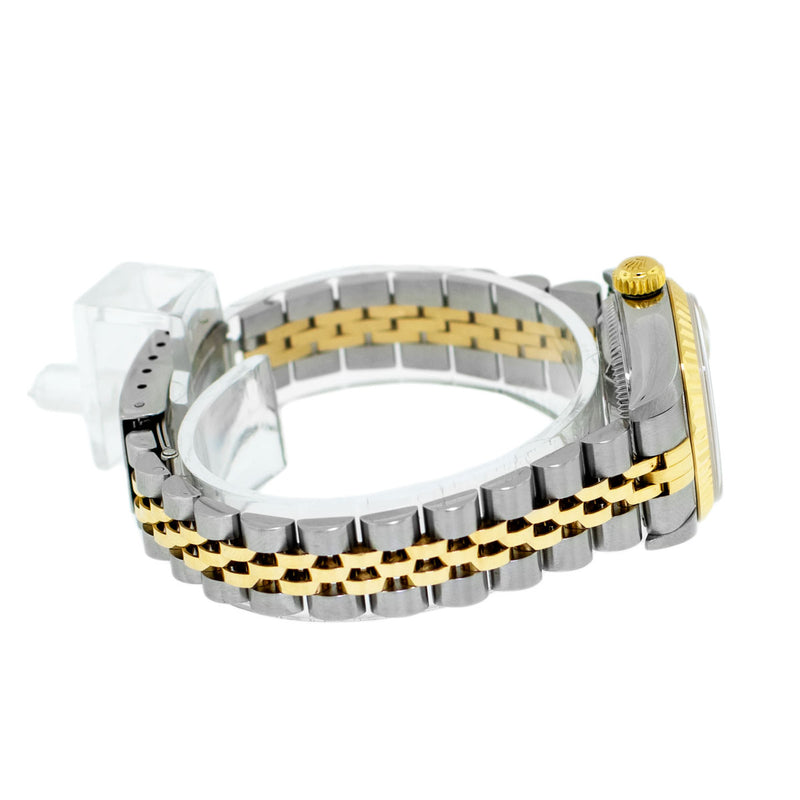 Rolex Lady-Datejust 26mm Yellow Gold & Steel Champagne Stick Dial Fluted Bezel 69173-Da Vinci Fine Jewelry