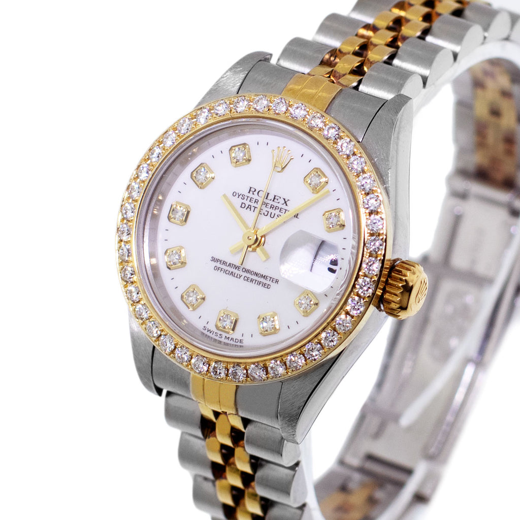 Rolex Lady-Datejust Yellow Gold Steel White MOP Diamond Dial