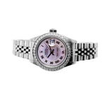 Rolex Lady-Datejust 26mm Stainless Steel Pink Mother of Pearl Deco Roman Dial & Custom Diamond Bezel 69174-Da Vinci Fine Jewelry