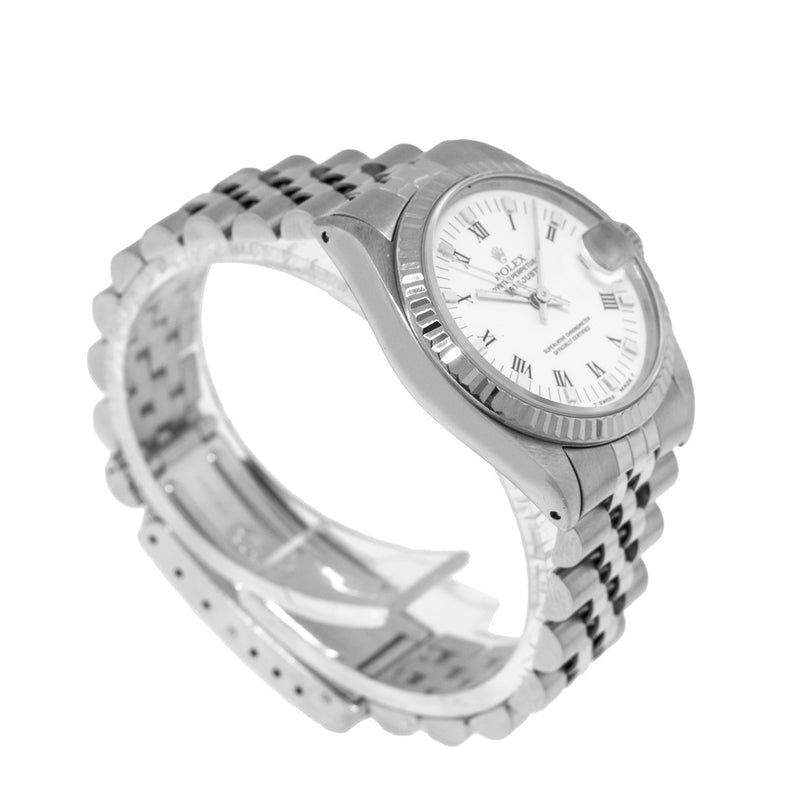 Rolex Lady-Datejust 31mm White Gold and Steel White Roman Dial & Fluted Bezel 68274-Da Vinci Fine Jewelry