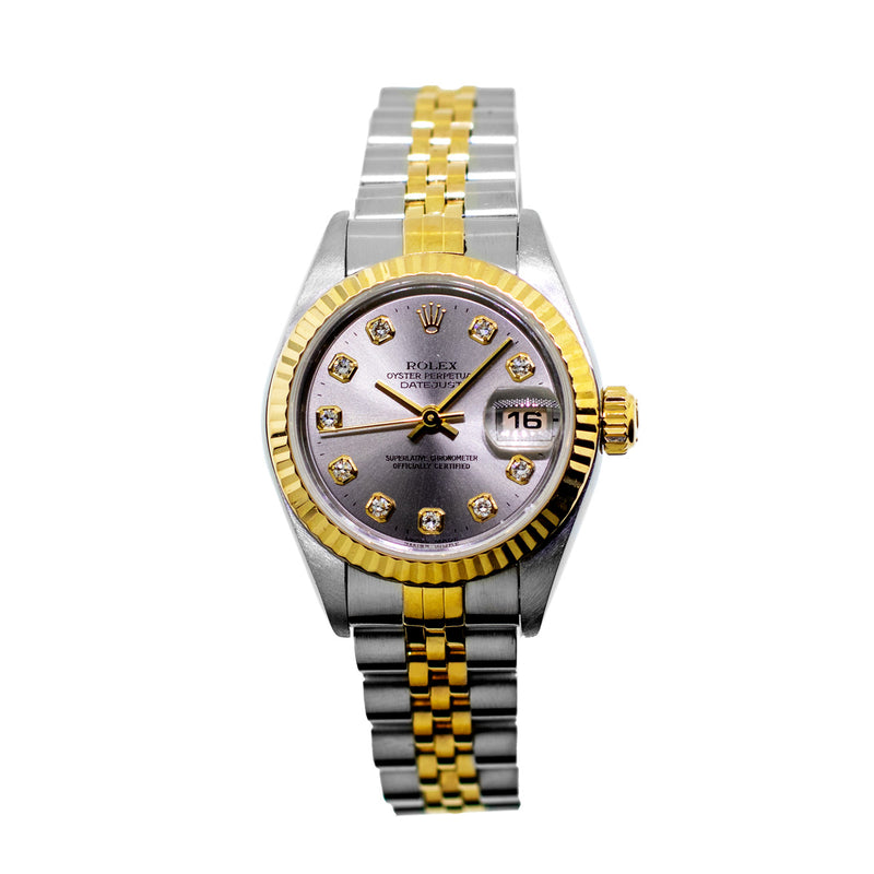 Rolex Datejust 26mm Yellow Gold & Steel Rhodium Diamond Dial and Fluted Bezel 79173-Da Vinci Fine Jewelry