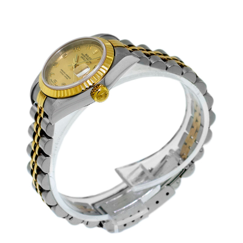 Rolex Lady-Datejust 26mm Yellow Gold & Steel Champagne Arabic Dial, Fluted Bezel 79173-Da Vinci Fine Jewelry