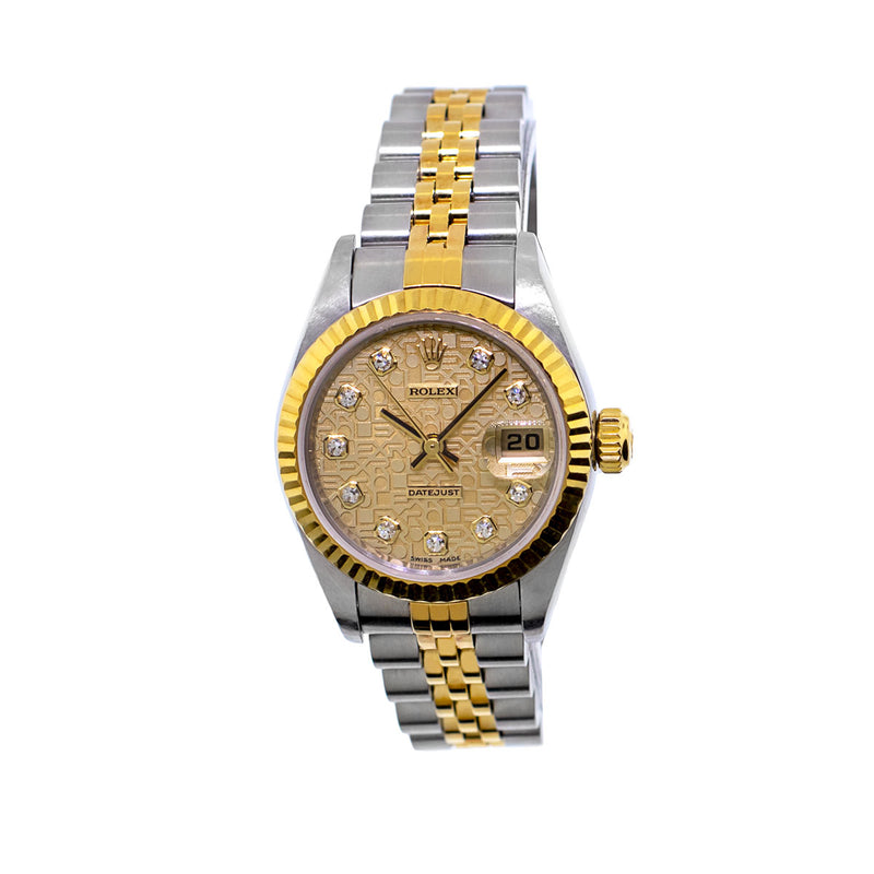 Rolex Lady-Datejust 26mm Yellow Gold & Steel Champagne Jubilee Diamond Dial 79173-Da Vinci Fine Jewelry