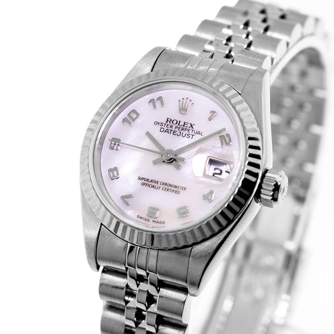 Rolex Lady Datejust 26mm Stainless Steel Mother of Pearl Arabic Dial Fluted Bezel 79174 Da Vinci Fine Jewelry Inc