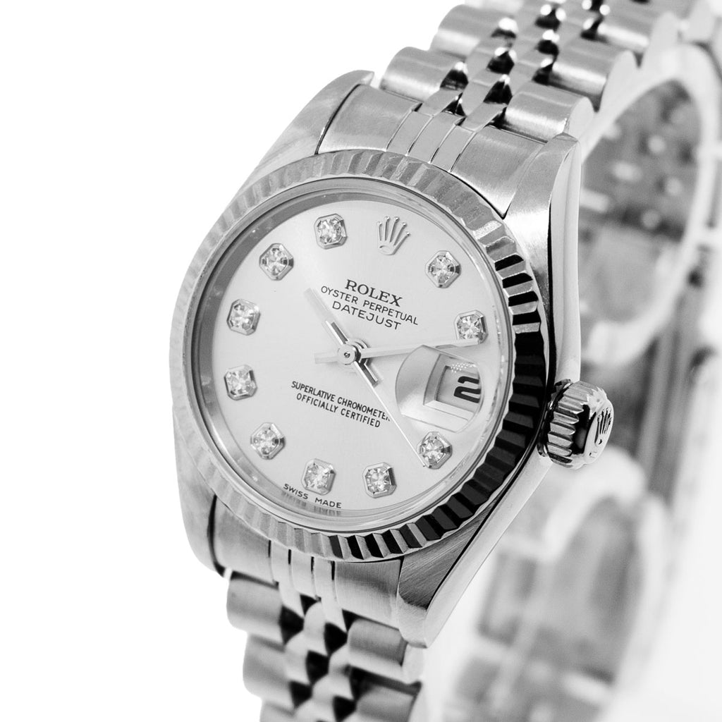 Rolex Ladies Datejust 26mm SS White MOP Diamond Dial Fluted Jubilee Watch 79174 Rolex Datejust Stainless Steel 79174 | SwissWatchExpo main image 3