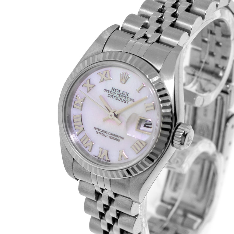 Rolex Lady-Datejust 26mm Stainless Steel Mother of Pearl Roman Dial Fluted Bezel 79174-Da Vinci Fine Jewelry