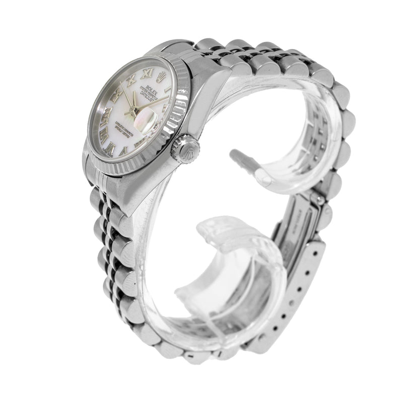 Rolex Lady-Datejust 26mm Stainless Steel Mother of Pearl Roman Dial Fluted Bezel 79174-Da Vinci Fine Jewelry