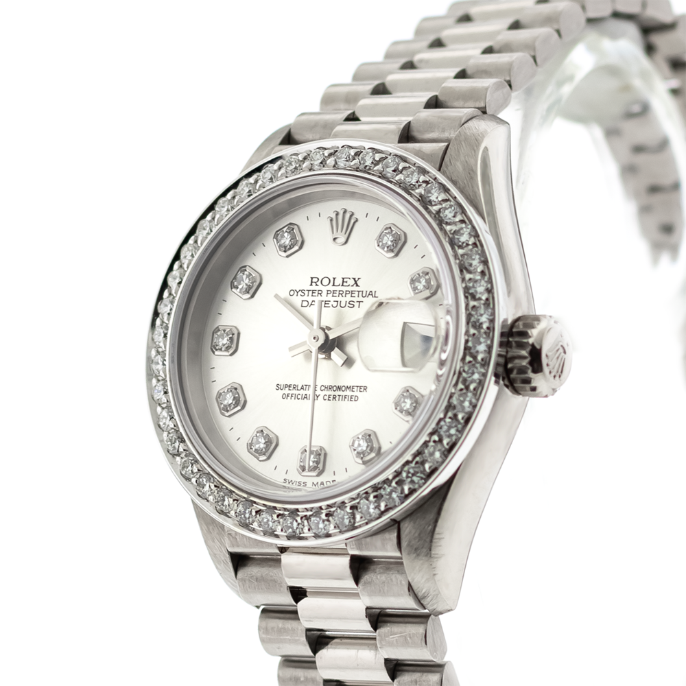 Rolex lady datejust diamond bezel deals