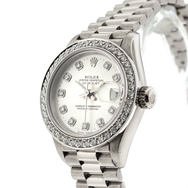 Rolex Lady Datejust Silver Diamond Dial Diamond Bezel 79179 Da