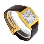Cartier Santos Dumont XL 18K Yellow Gold Silver Roman Dial 2649-Da Vinci Fine Jewelry