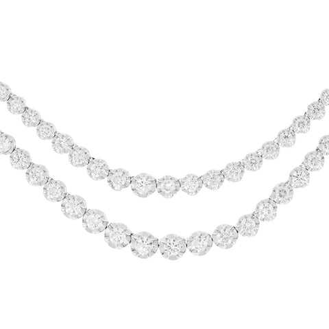 1-1/4 CT. T.W. Diamond Double Row Tennis Necklace in Sterling Silver - 22