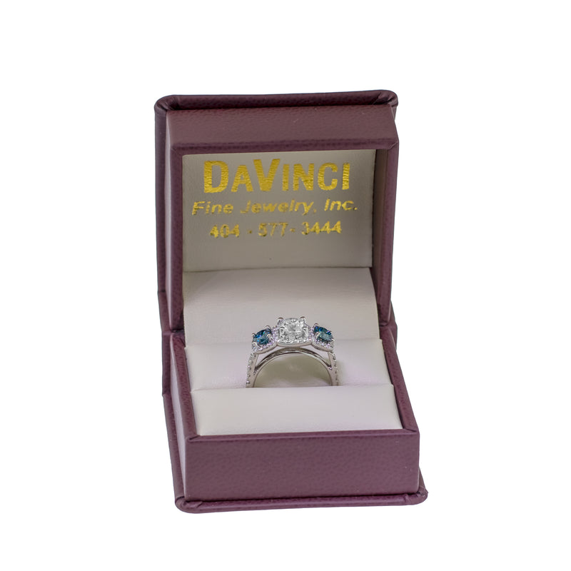 0.99ct Diamond Ring w/ 18k White Gold & 1.01ct of Blue Diamonds / 0.85ct Diamonds-Da Vinci Fine Jewelry